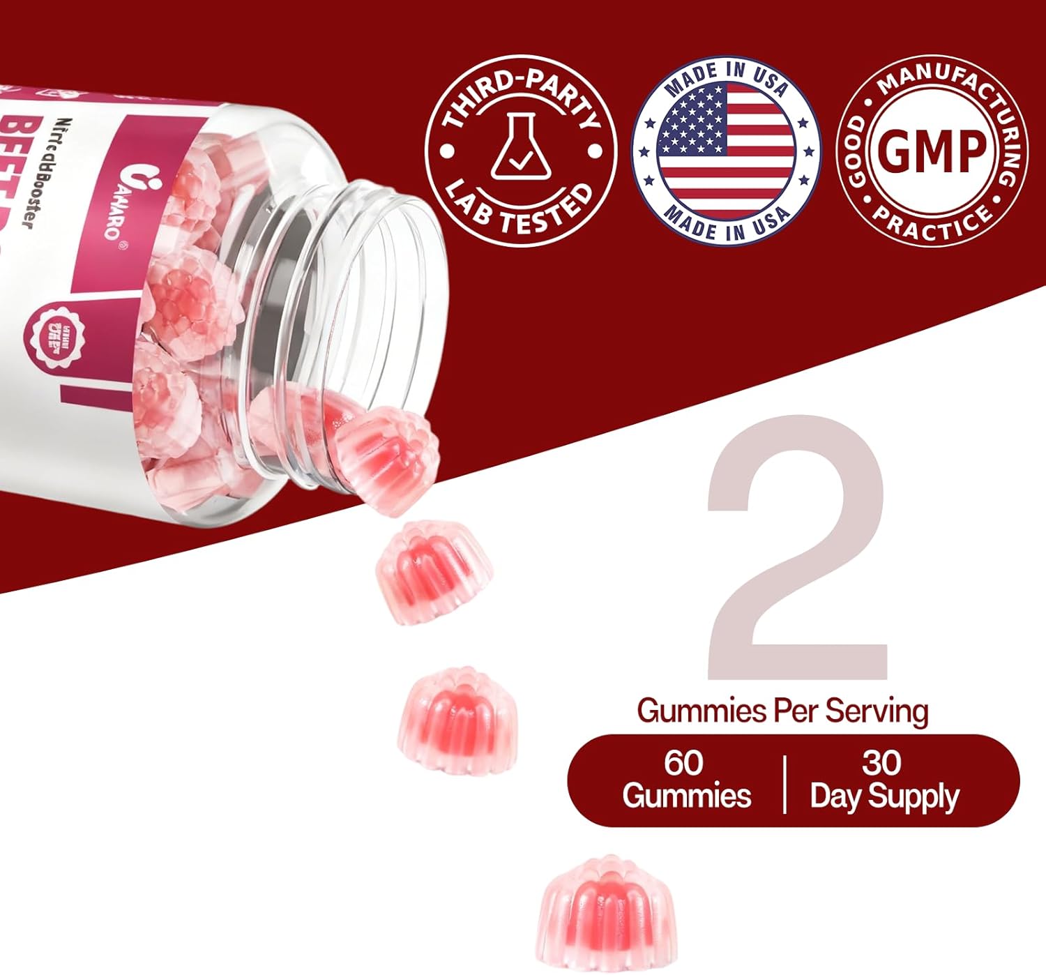 Beet Root Gummies - Nitric Oxide Booster Supplements for Men & Women with Beetroot, L-Citrulline & L-Arginine - Heart, Muscle & Circulation Support - Sugar Free, Vegan, Mixed Berry Flavor, 60 Gummies - Image 8