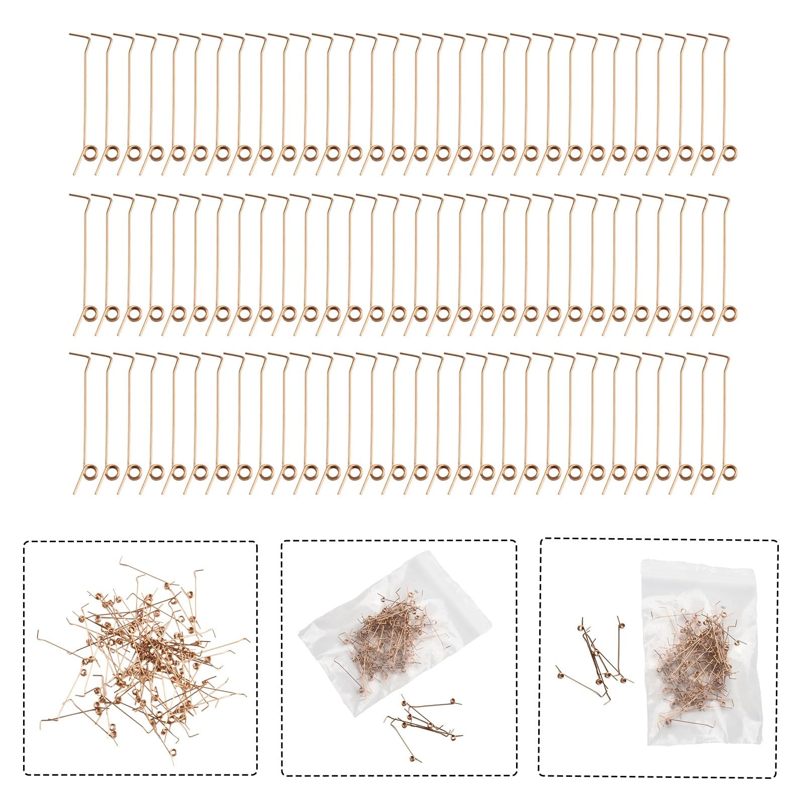 Lot de 90 ressorts de marteau en fil de cuivre pour pièces de rechange pour piano droit, doré, environ 25 x 6 mm
