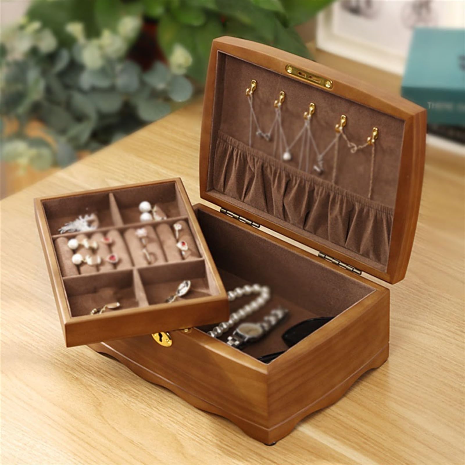 Jewelry Box Organizer Jewelry Box Earrings Earrings Necklace Watch Hand Jewelry Wooden Storage Box Jewelry Organizer Small (A S) (A S)