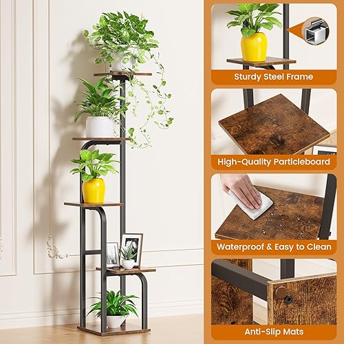 Miniatura 4 de Soporte para plantas de 5 niveles para interiores, estante para múltiples plantas, estante para macetas, estante de exhibición de macetas para