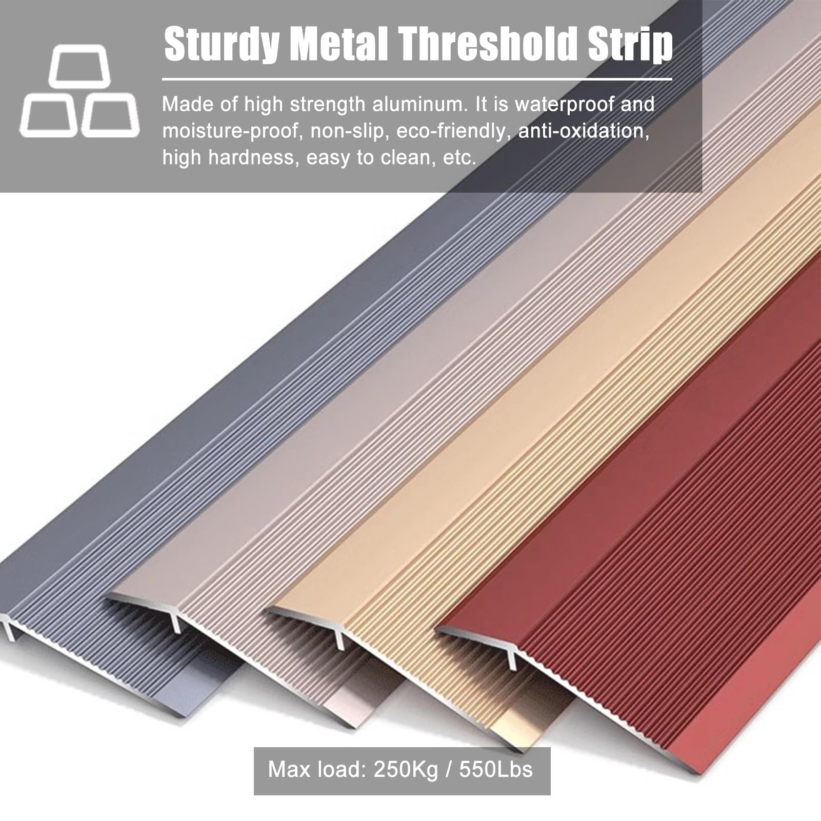 Tiras antideslizantes para suelos de vinilo para azulejos y madera laminada, tiras de juntas de suelo gris oscuro para un flujo suave