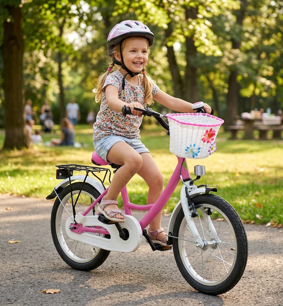Bachtenkirch Qualitäts Kinderfahrrad 16 Zoll matt Pink Mädchen Kinderrad Fahrrad ab 4 Jahre