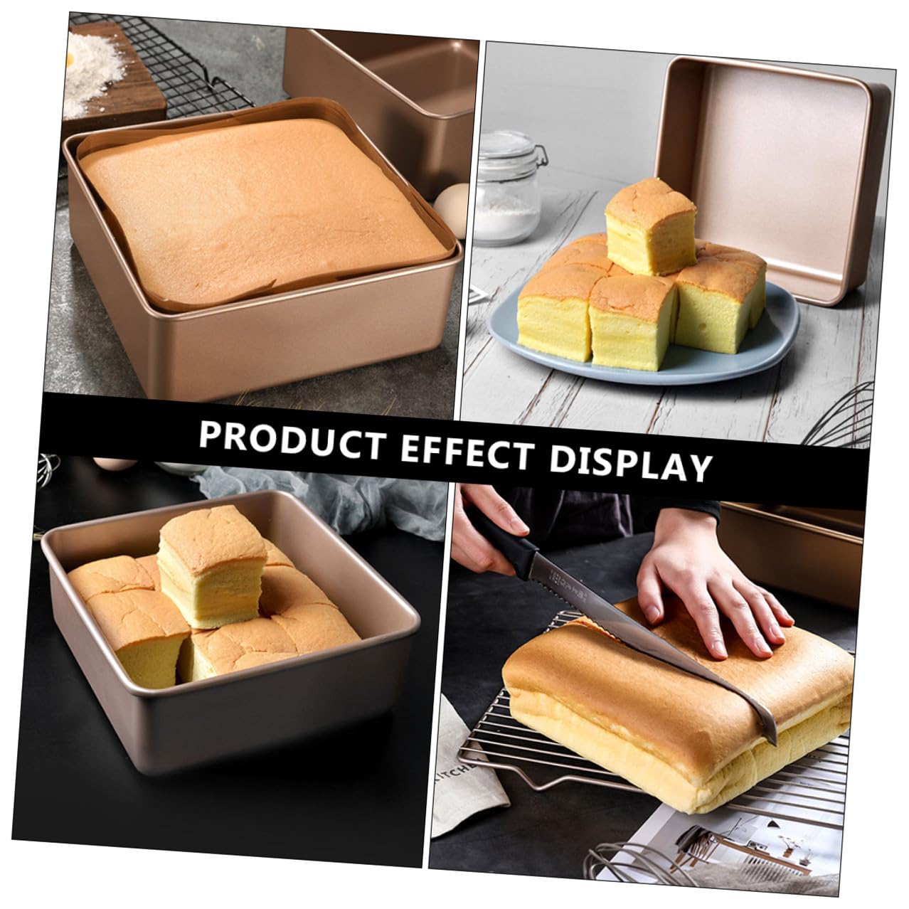 Toyvian Quadratische Antihaft Kuchenform Edelstahl für Kuchen Brownies Brot Backen