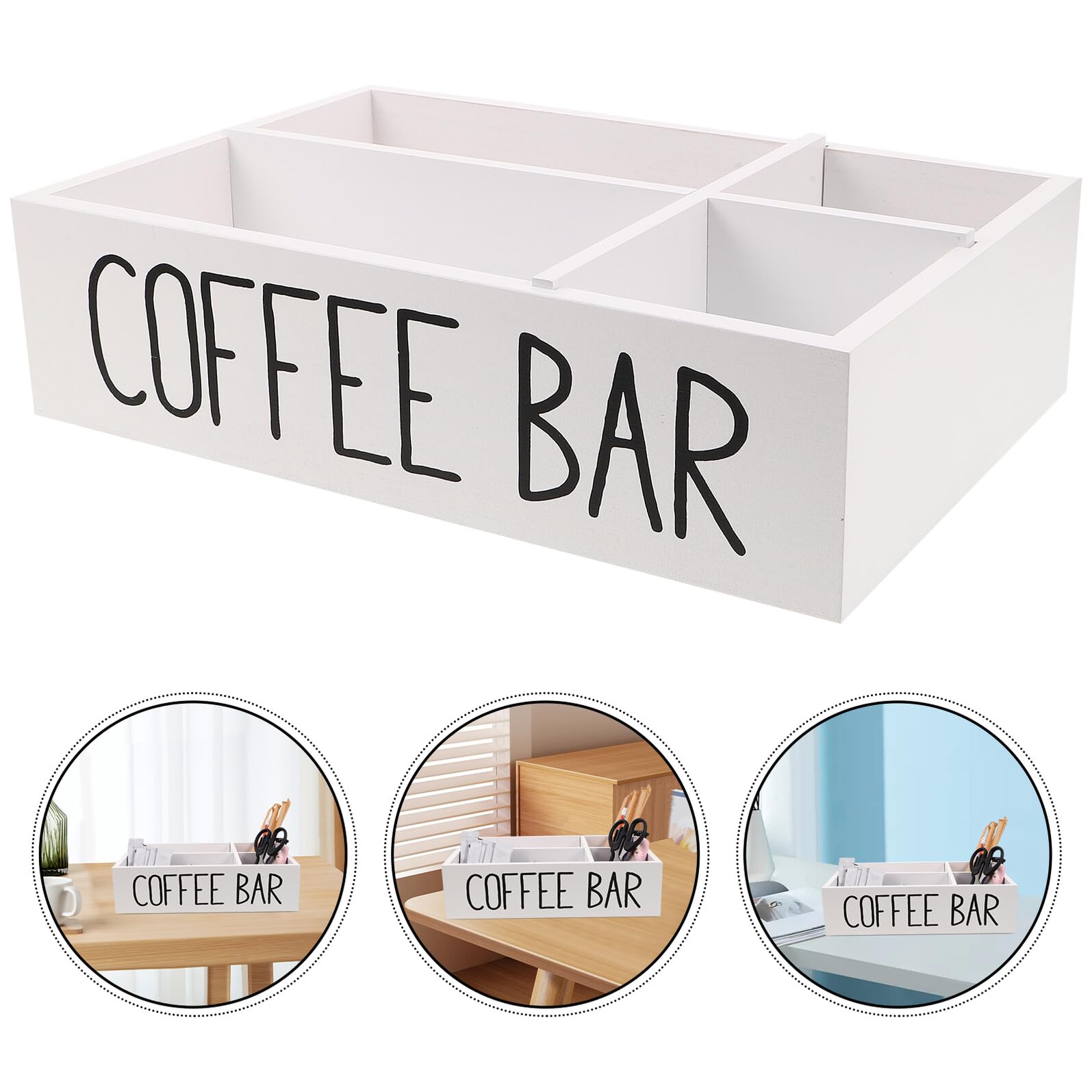 jojofuny Boîte de Rangement pour Sachets de Thé et Café Compartimentée Bois avec Fermeture Hermétique