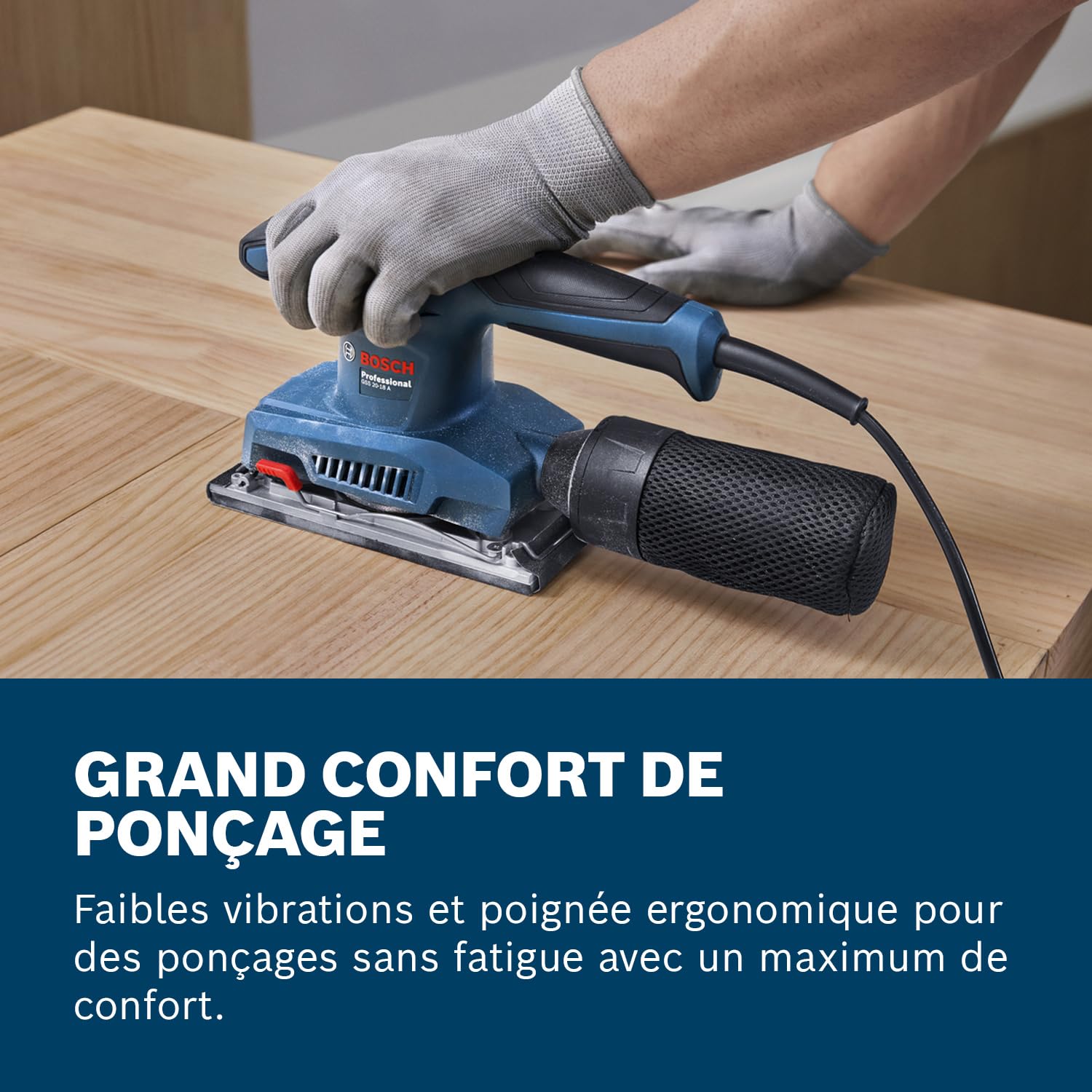 Bosch Professional Ponceuse vibrante filaire GSS 20-18 A (inclus sac à poussières, plaque de perforation)