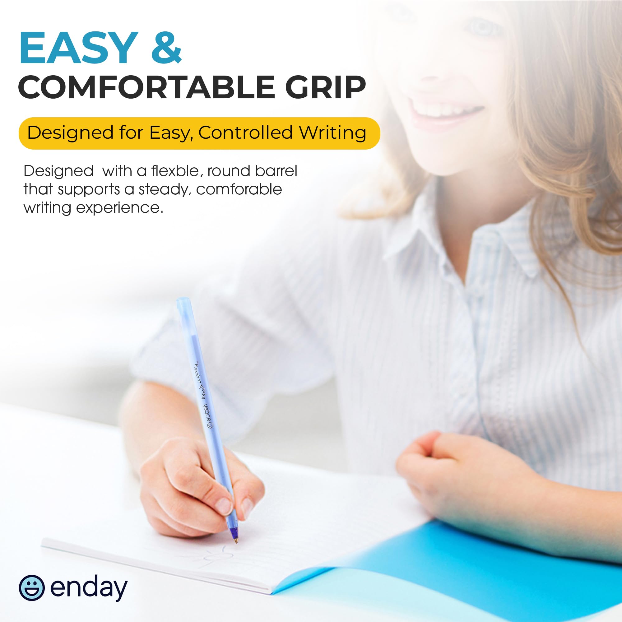 Enday Pens Ballpoint 60 Pack 30 Blue 30 Black Pens Ink Pens Bulk Medium Point 1 0mm Smooth — view 5