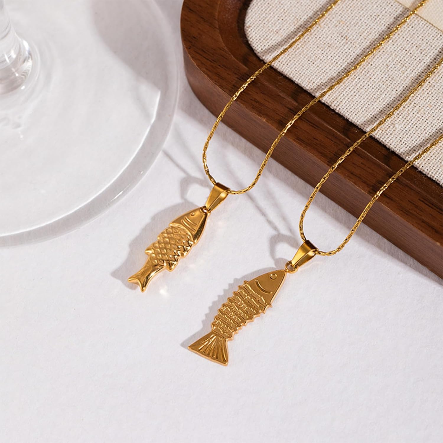 Gold Fish Necklace for Women Dainty Gold Pendant Necklace with Cute Fish Charm Unique Summer Beach Jewelry Gift - Image 3