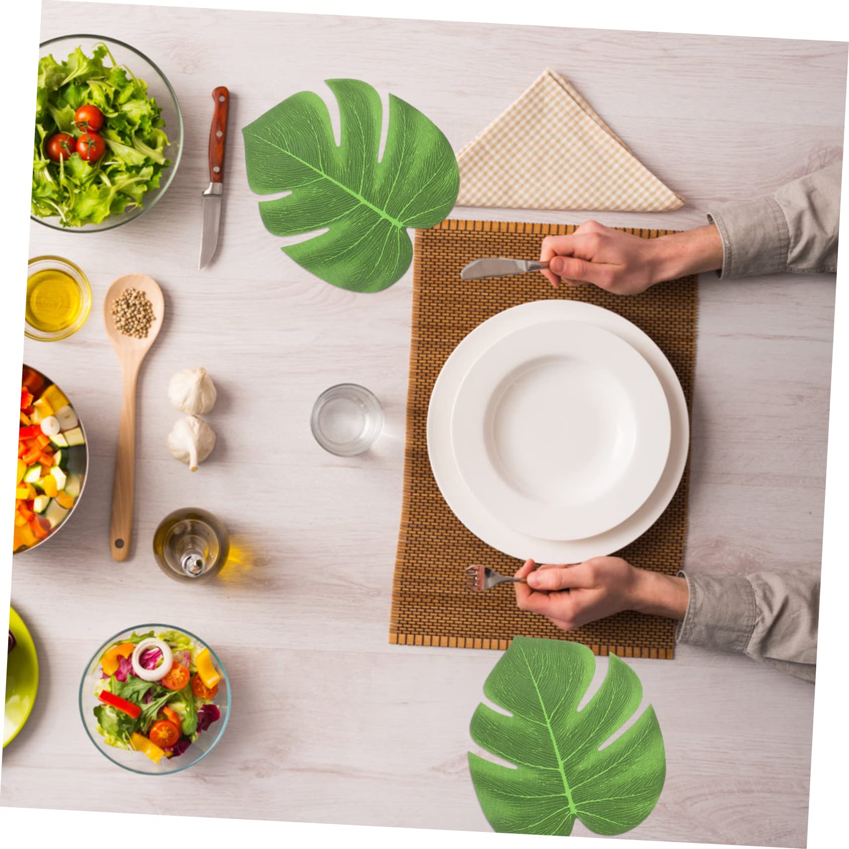 PRETYZOOM 2 Set Pratici Tovagliette Monstera Leaf Resistenti Tappetini Da Pranzo Per Tavoli Antigraffio E Calore 36 Pezzi * 2