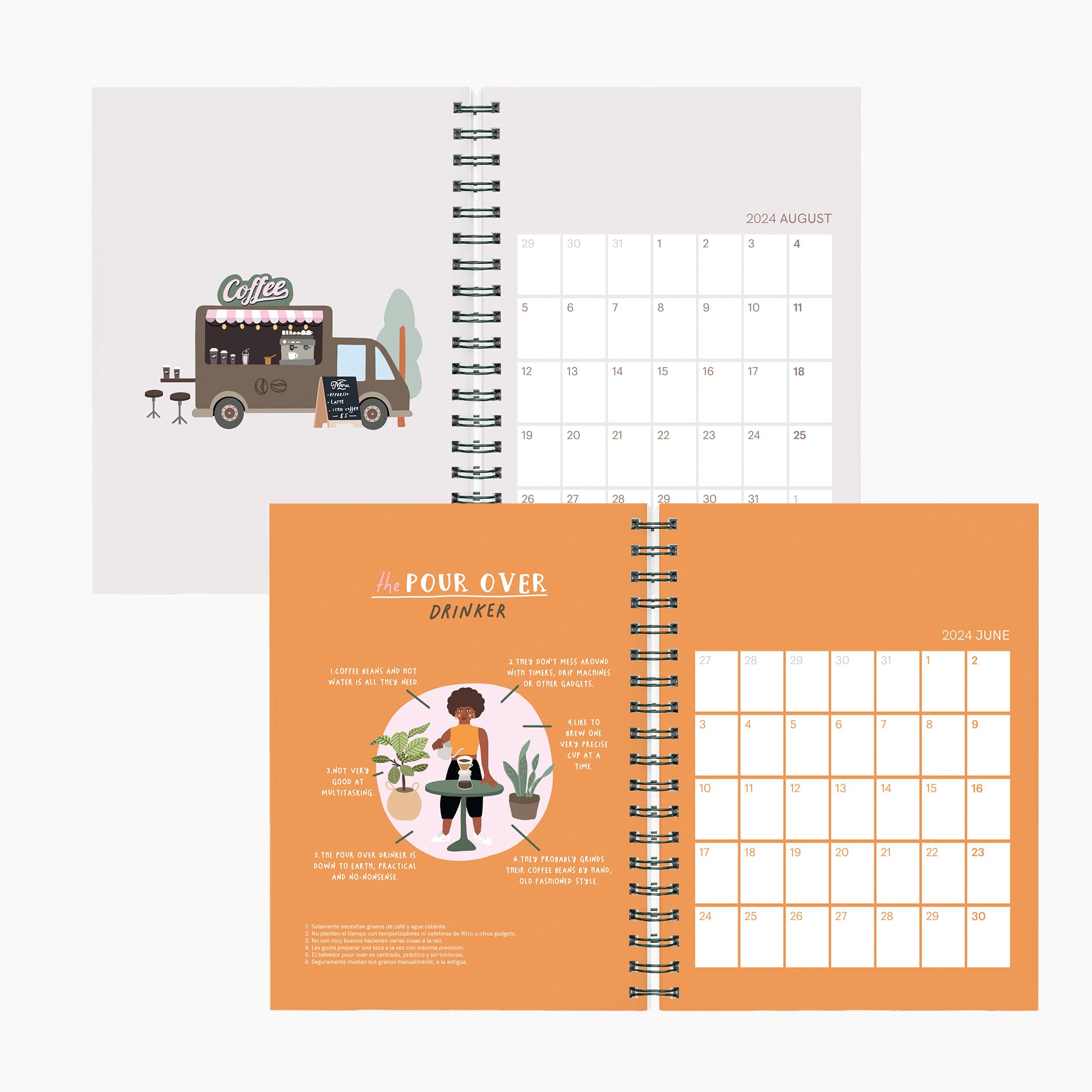 Miquelrius, 2024 Coffee Lovers Yearly Diary, Week View, Plus Size 155 x 213 mm (similar A5), Hard Cover, Spiral Binding - Image 4