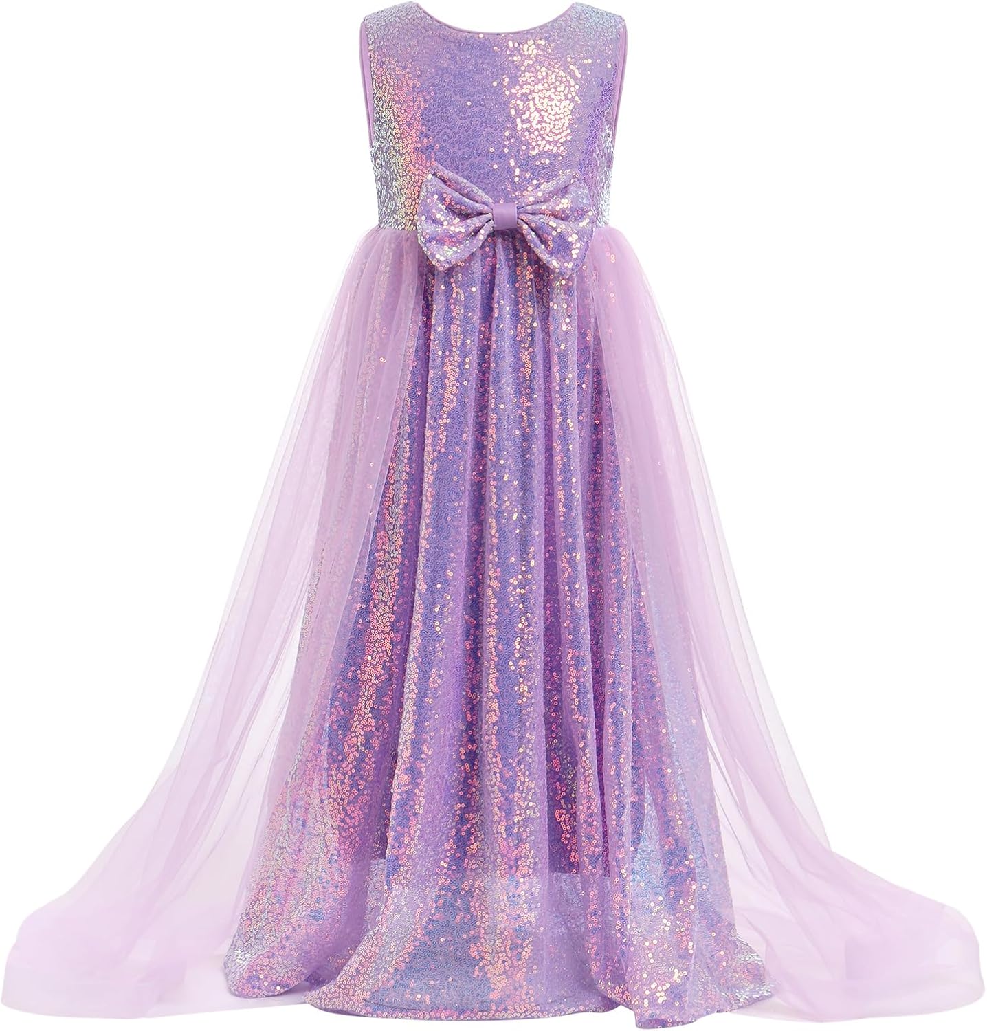 Flower Girls Sequin Dress Sleeveless Glitters Princess Tulle Long Maxi Dress Pageant Birthday Wedding Party Gown