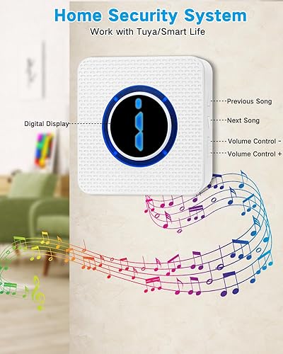 Miniatura 2 de Sistema de alarma con sensor de movimiento, alarma inalámbrica de seguridad para el hogar, detector de movimiento con 1 sensor y 1 receptor, 38