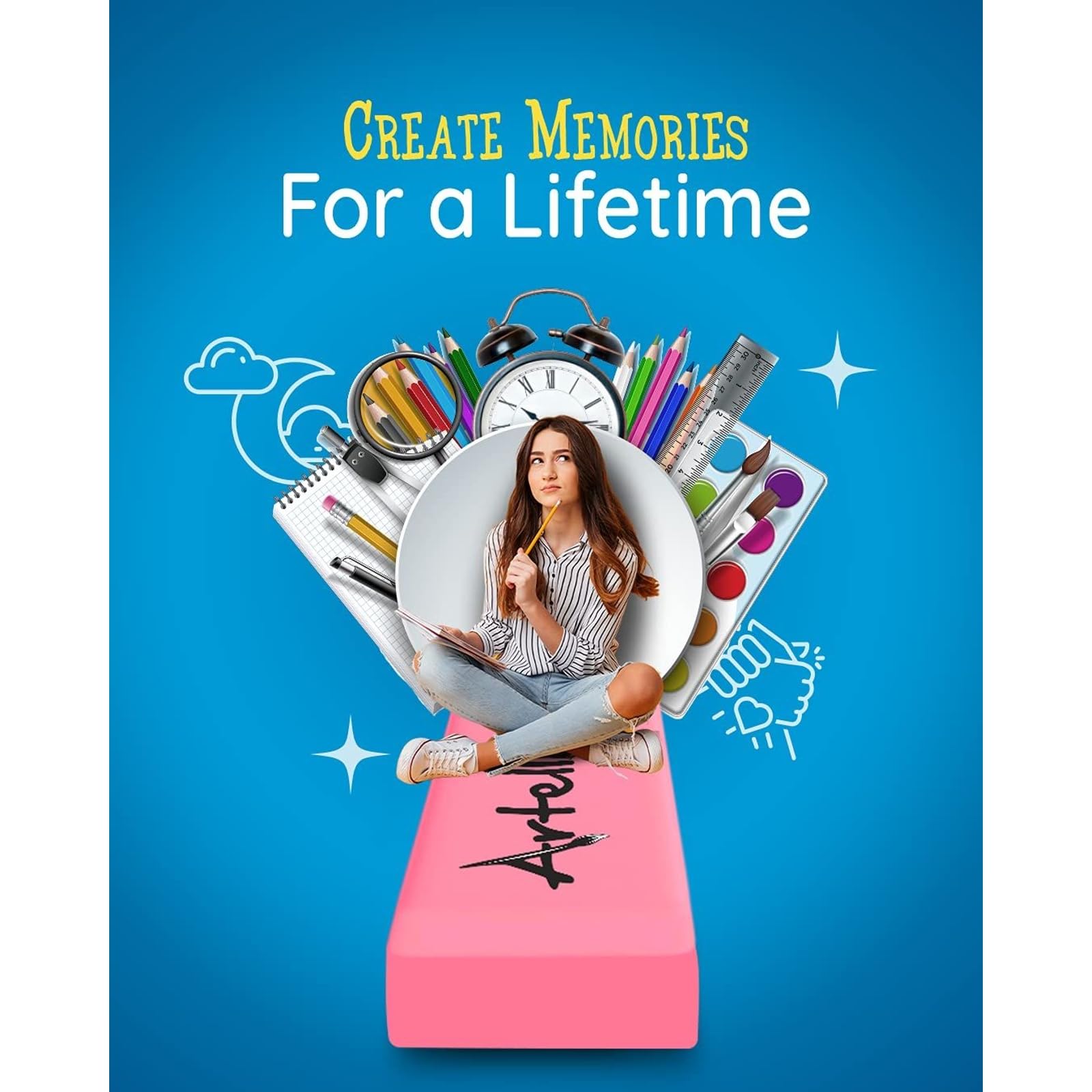 Artellius Pink Erasers | Latex & Smudge Free | Bulk School Supplies | Classrooms, Teachers, Homeschool, Office, Art Class | Large Size (Pack of 100)