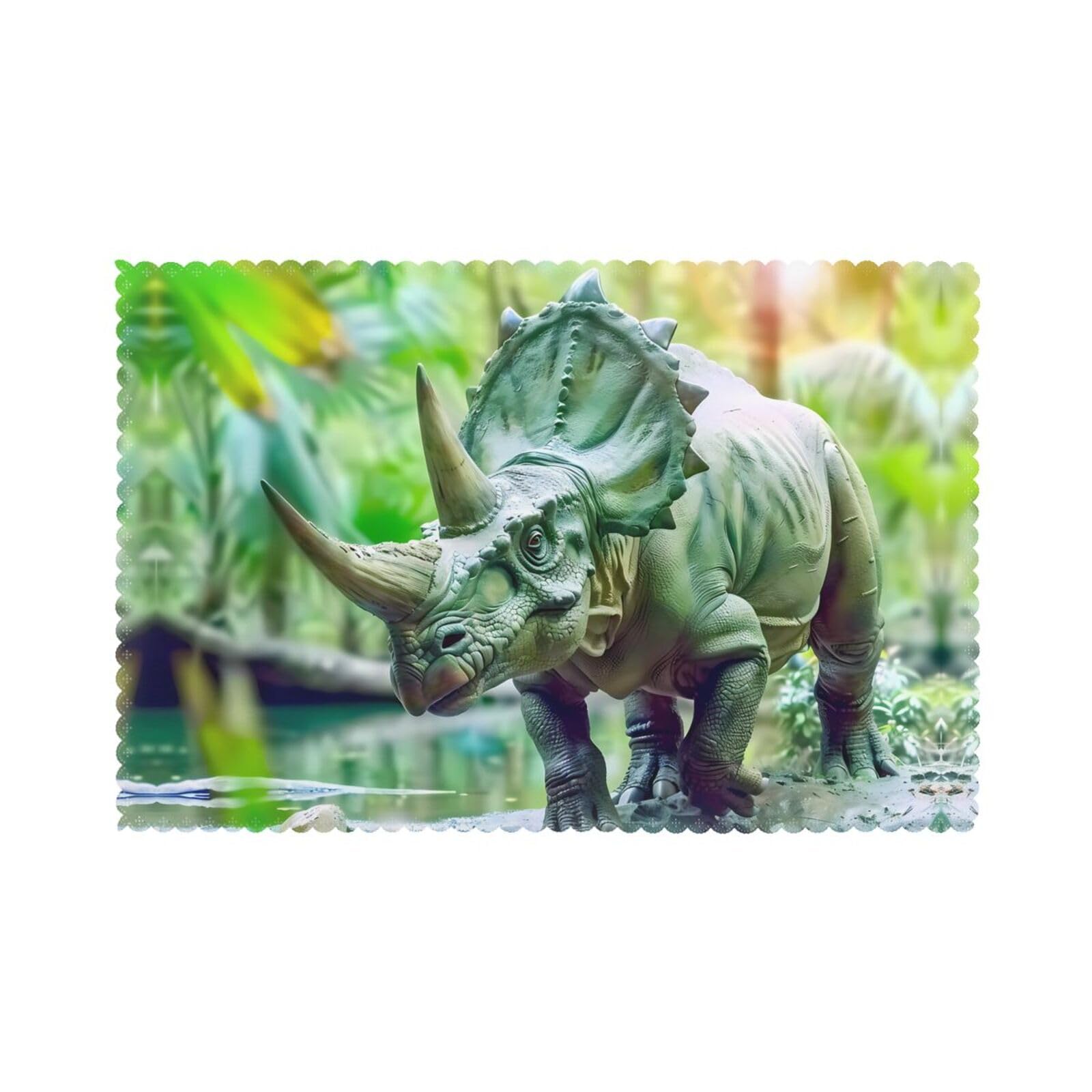 BROLEO Bicorn Dinosaur printing Durable placemat, waterproof, easy to clean, heat-resistant, anti slip placemat set