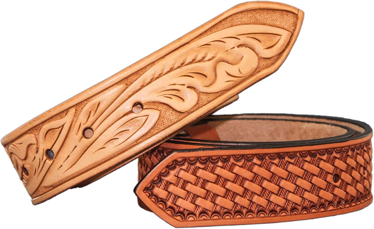 Realeather Tooling Belt Strips, Veg Tan Blank Leather Strap, 1.5 Inches, 6 Pack, Brown