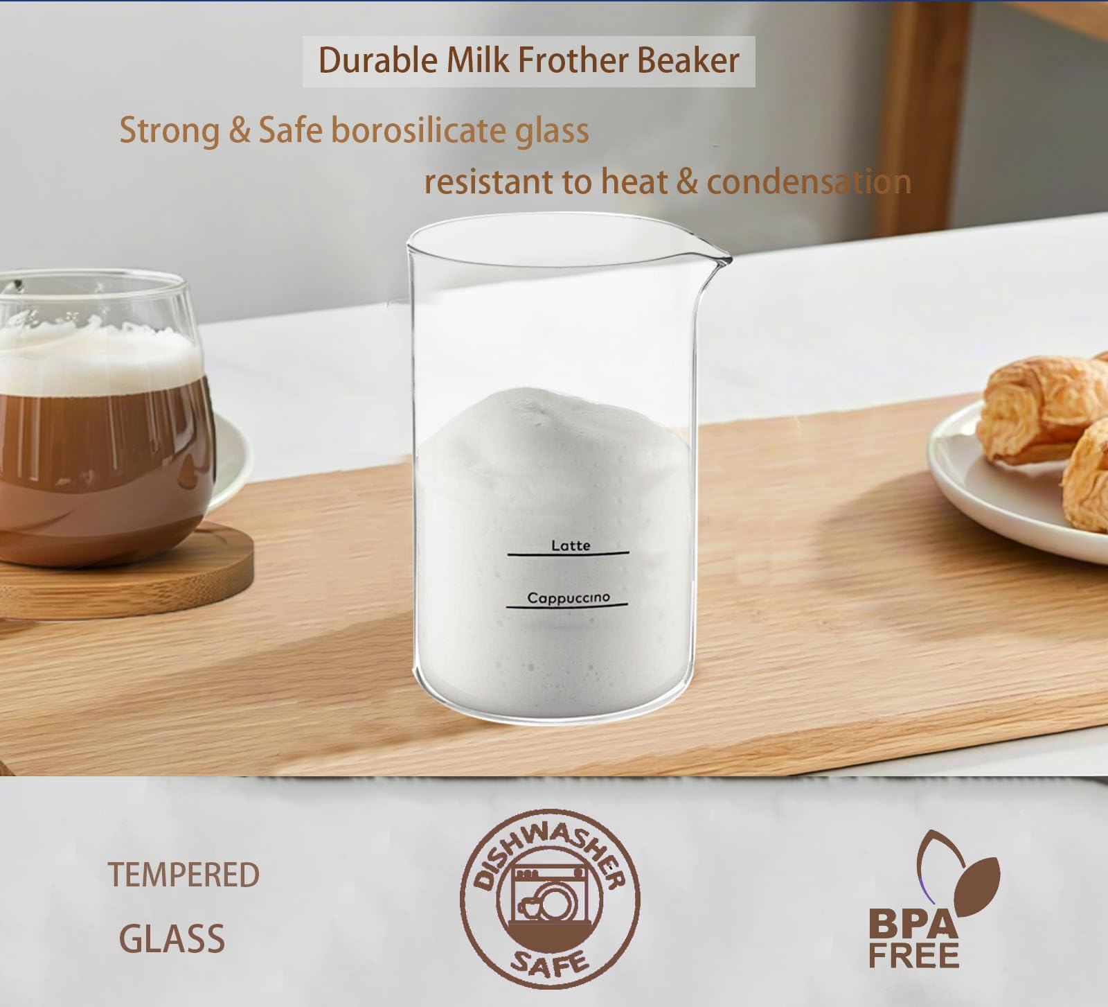 Vaso de vidrio de repuesto, compatible con el espumador de leche Keurig SimpleCafé