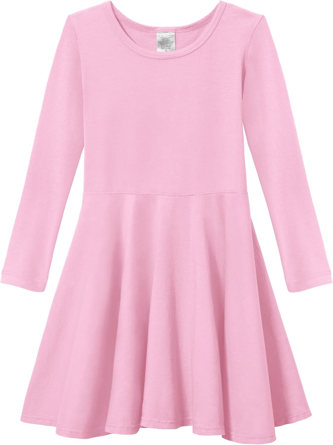City Threads Big Girls Cotton Long Sleeve Twirly Skater Party Dress, Cotton SPD Sensory Clothing Sensitive Skin