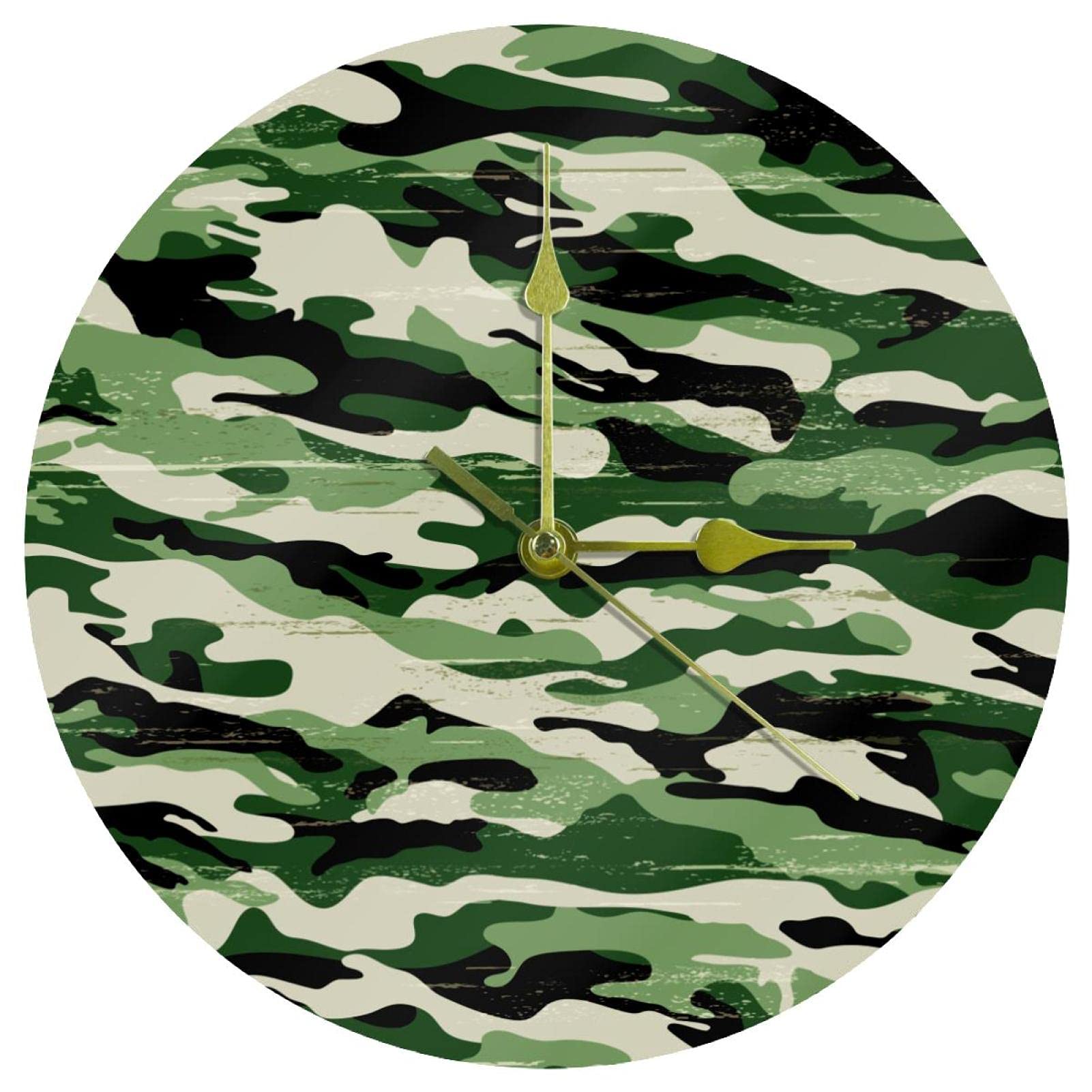 Horloge murale sans tic-tac ronde en acrylique camouflage 24 cm