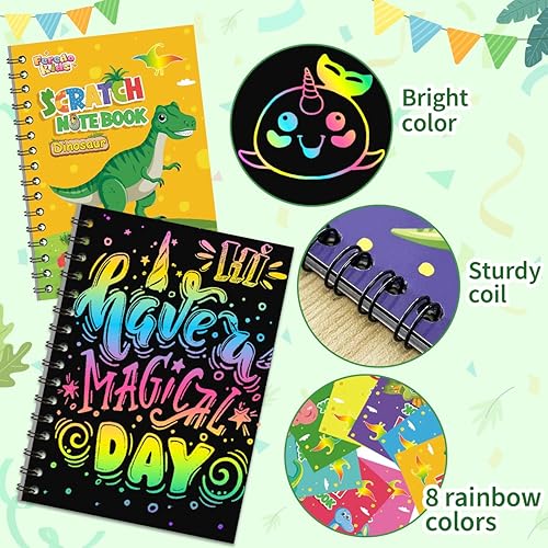 Miniatura 5 de Juego de papel de dibujo para rascar 117 piezas de arte mágico para rascar arcoíris para niños de 3 a 12 años kit de suministros de manualidades