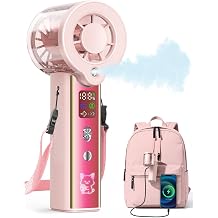 Upgraded Misting Fan Portable Fan, 30000 RPM Rechargeable Mini Fan Handheld with Spray Cooling, 4000mAh LED Display Mist Hand Fan for Travel Makeup Lash Travel Essentials for Women
