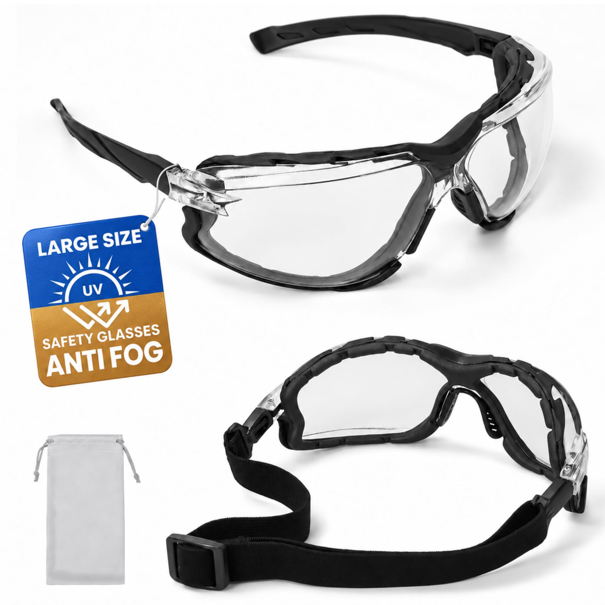 Flaya Foam Lined Safety Glasses Anti-Fog Z87.1 Mowing Goggles with Strap — Amazon image 8