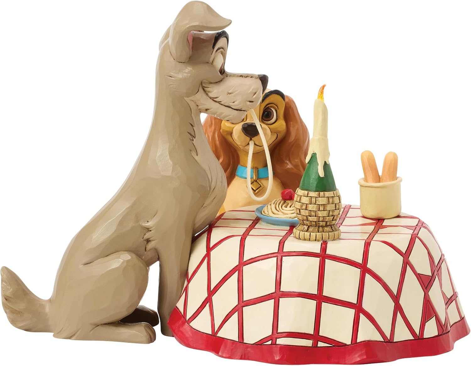 Enesco Disney Traditions by Jim Shore Lady and The Tramp Spaghetti Scene Light Up Figurine, 5.91 Inch, Multicolor