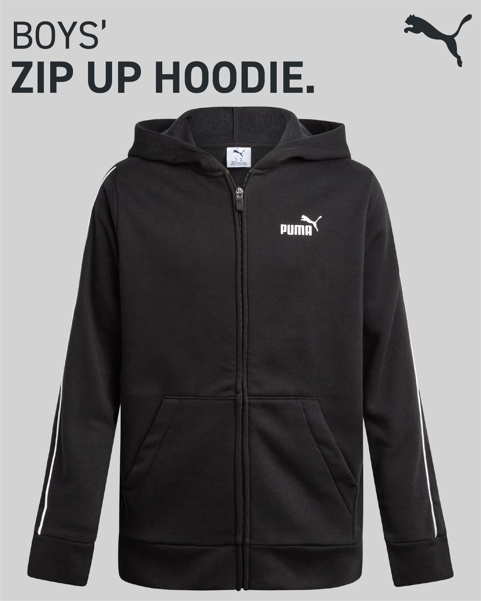 PUMA Kapuzenpullover mit Reißverschluss für Jungen – gemütliches Performance-Fleece-Hoodie für Kinder mit Reißverschluss für Jungen – athletisches Sweatshirt für Sport und Alltag