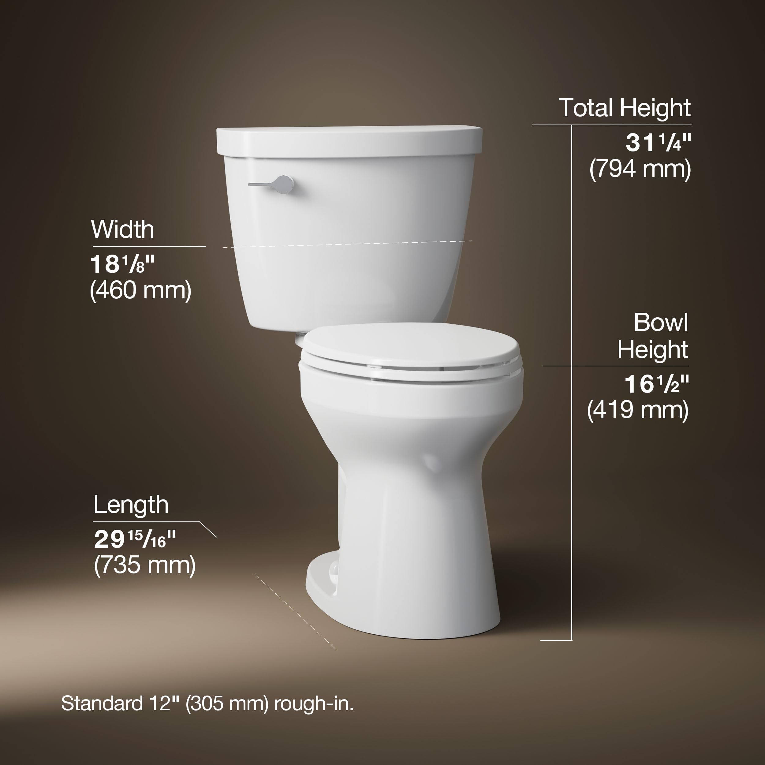 Cimarron WC allungato a due pezzi 1,28 GPF