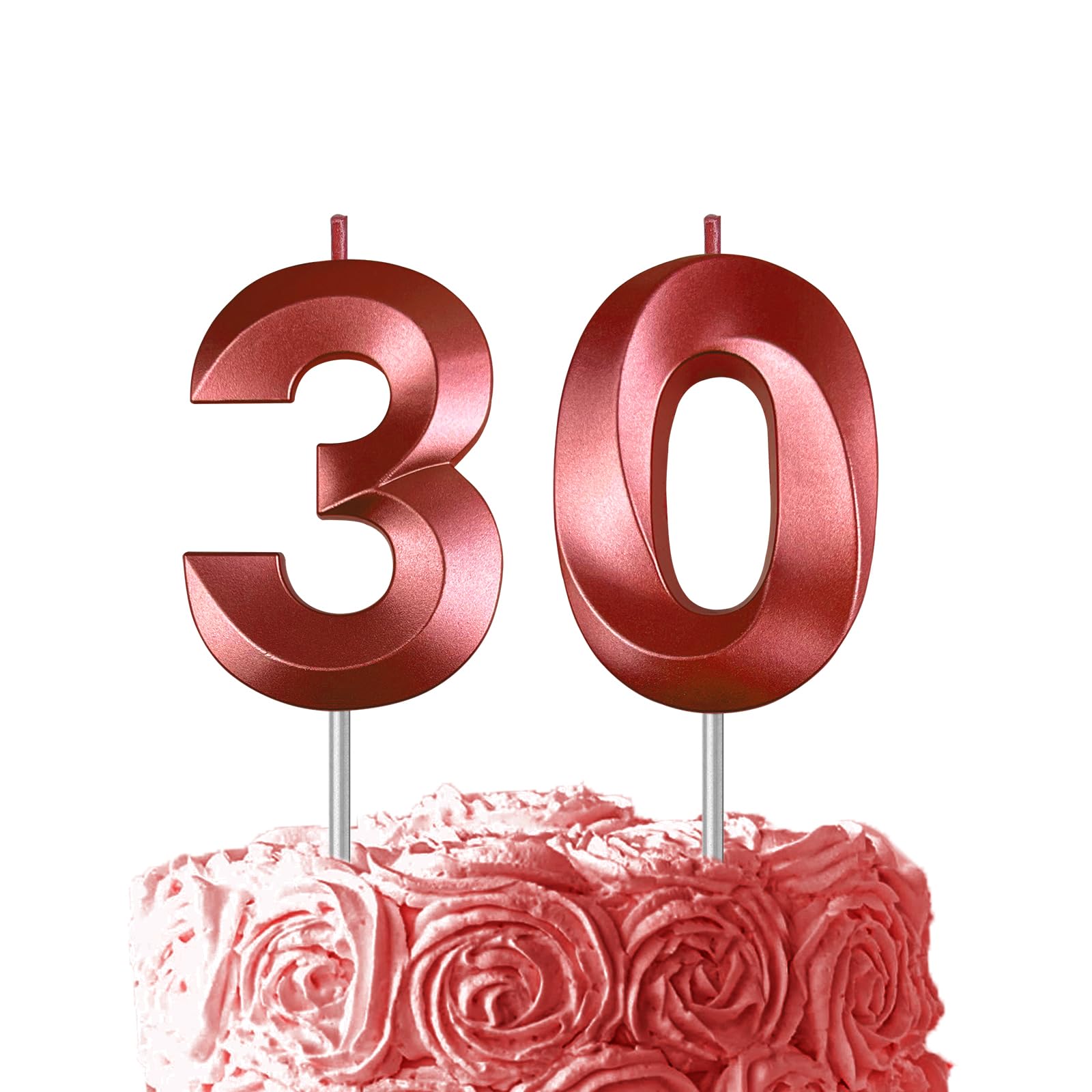 Red Birthday Number 30 Candles for Wedding Party Cake Decorations