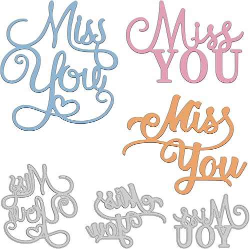 INFUNLY Troqueles de metal Miss You para el día de San Valentín, 3 piezas para manualidades de papel, decoración de manualidades, fabricación de