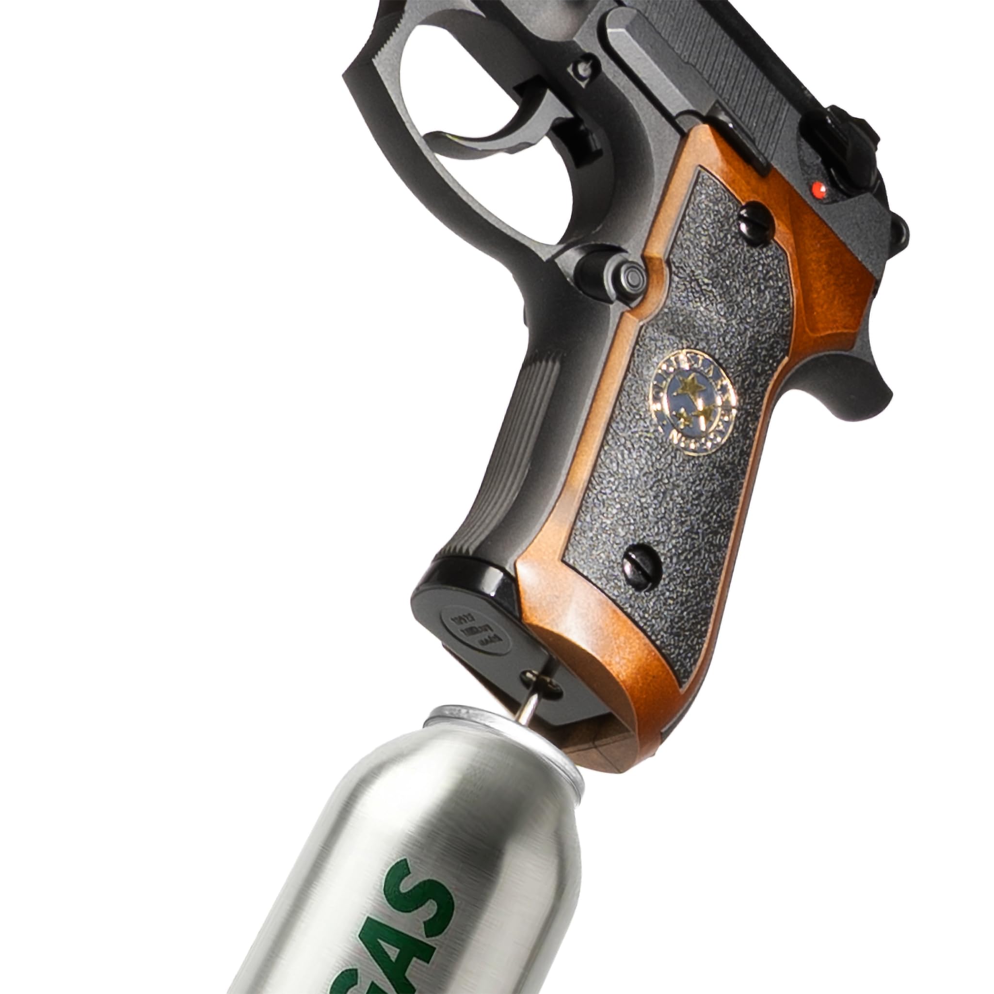 Pistola gas scarrellante softair M92 full metal, POTENZA 0,9 JOULE, calibro 6mm, caricatore 27 colpi, hop-up regolabile, sicura/semi-auto, 220mm 950g