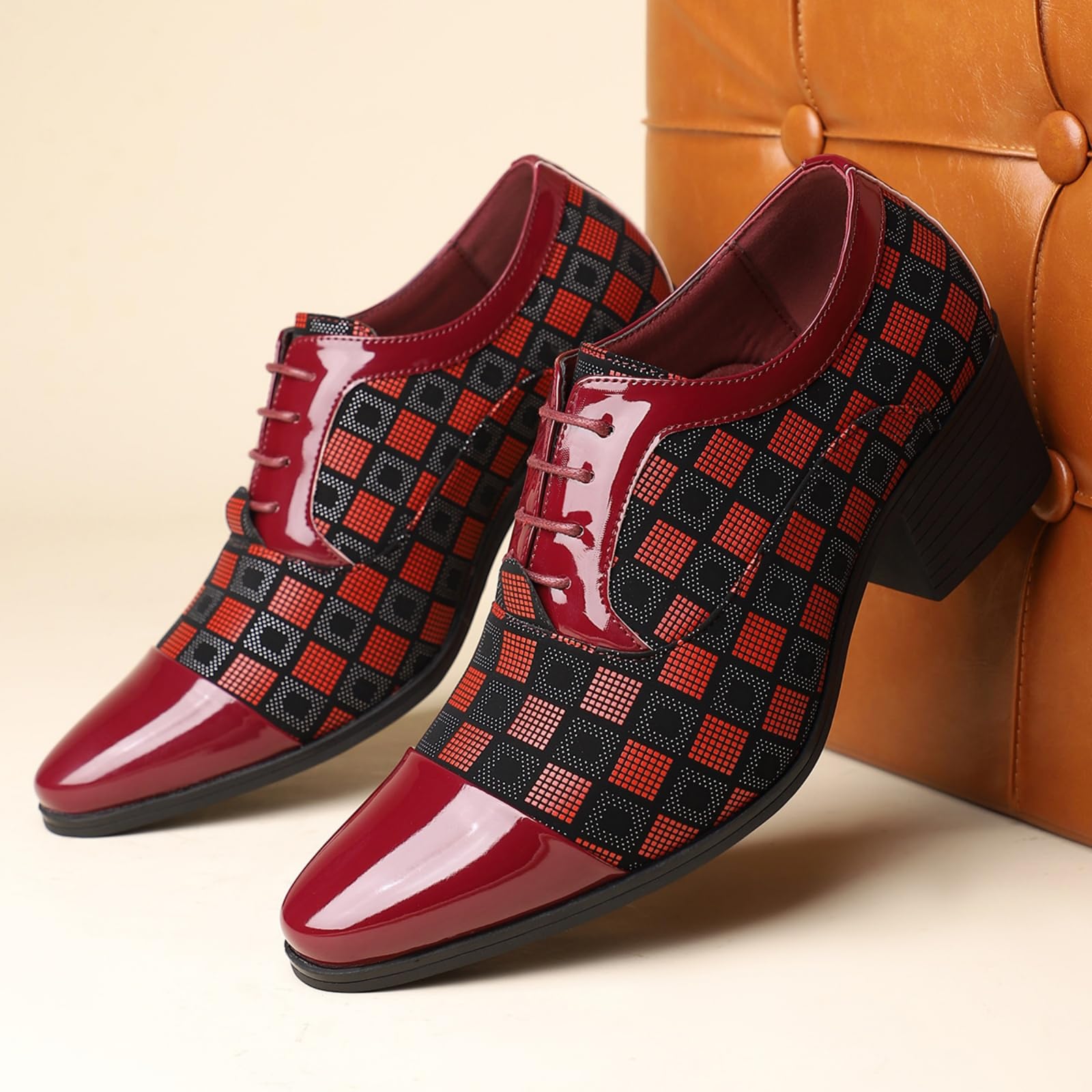 Hixingo Scarpe Stringate Uomo in Pelle | Scarpe Eleganti da Abito comoda Design classico ideale per ufficio, lavoro, matrimoni, cerimonie ed eventi formali