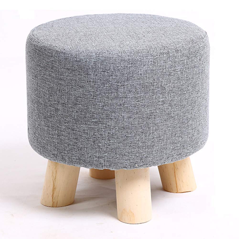 Pouf rond gris 28cm en bois véritable pour repose-pieds de bureau
