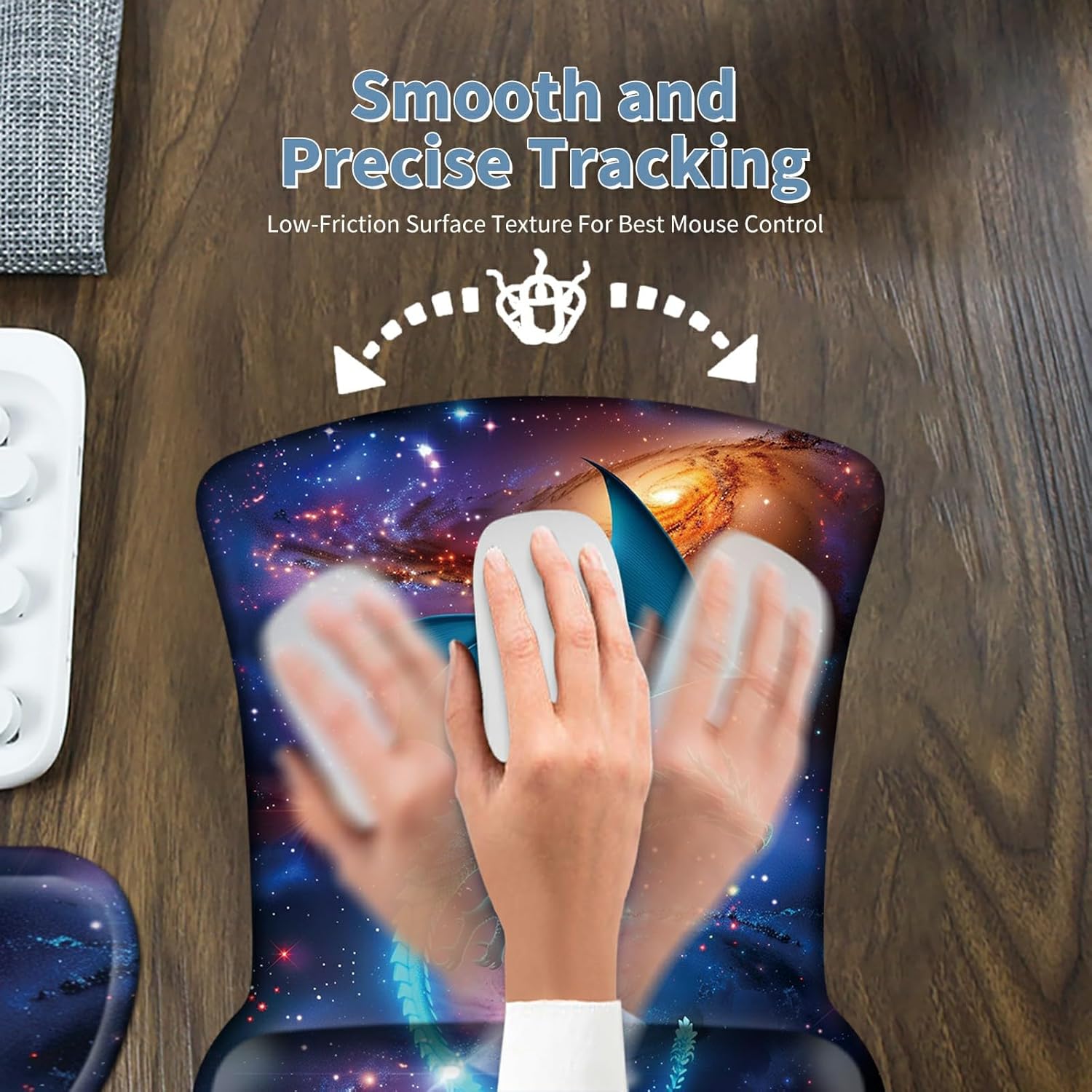 Keyboard Wrist Rest and Mouse Wrist Rest Pad Set, Made of Memory Foam with Non Slip Rubber Base Ergonomic Gel Wrist Rest for Computer Keyboard Gaming Office Working, with Galaxy Blue Dragon Coaster