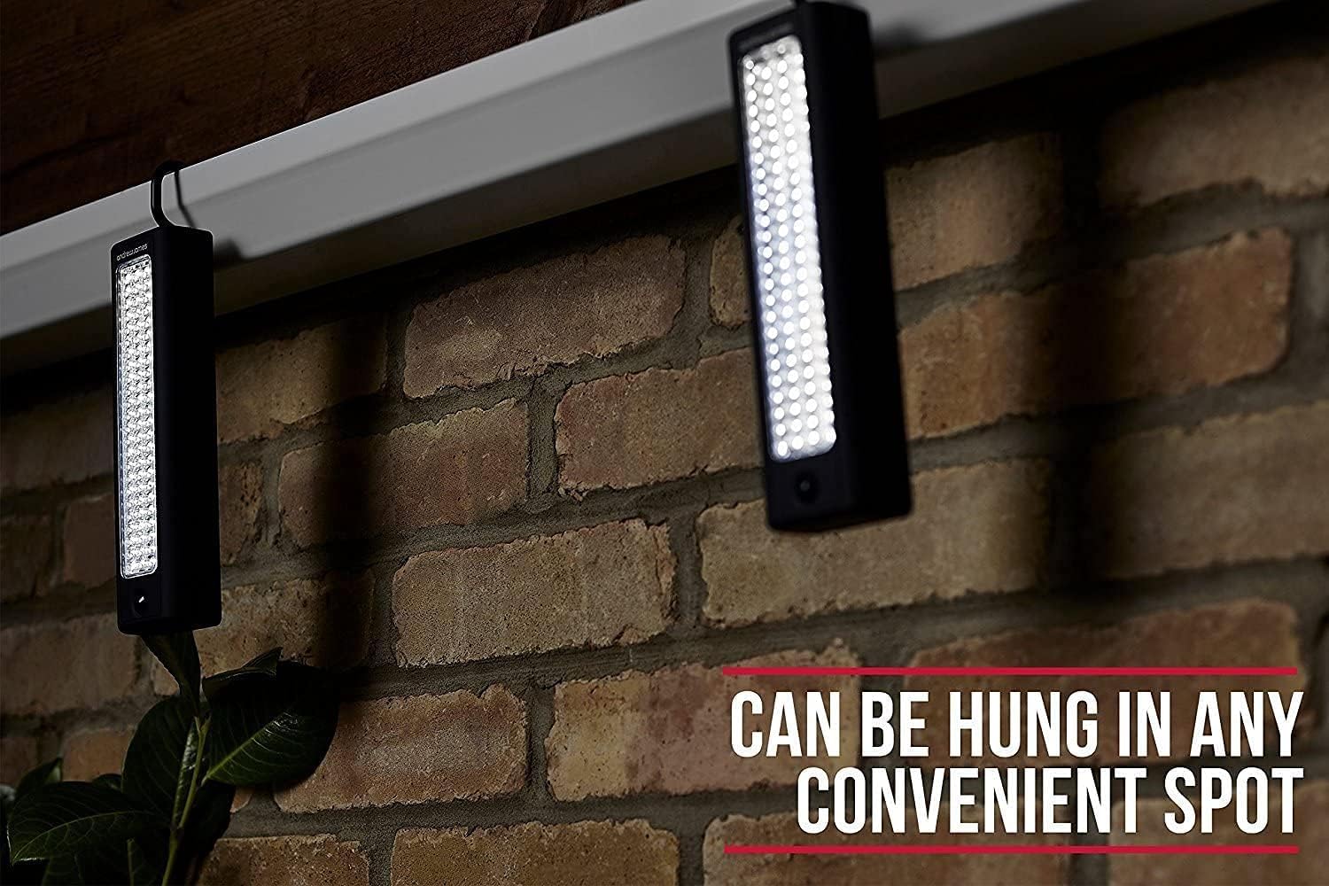 Lampe de travail LED, portable, à piles, lampe de poche d'inspection avec crochet et aimant pour éclairage de secours, réparation, atelier, garage, camping (2 pièce)