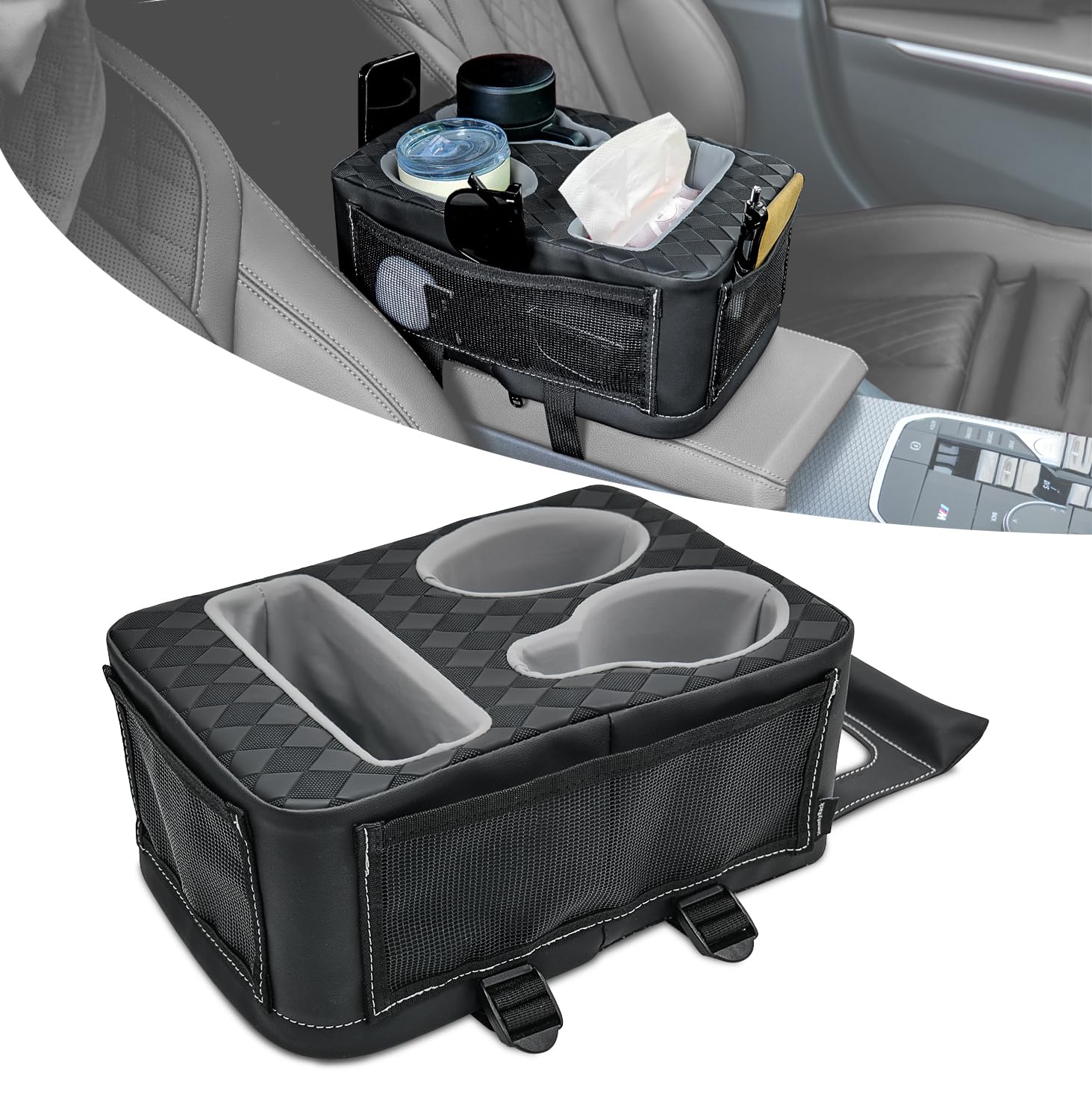 HmmtyRack Universal Center Console Cup Holder Organizer