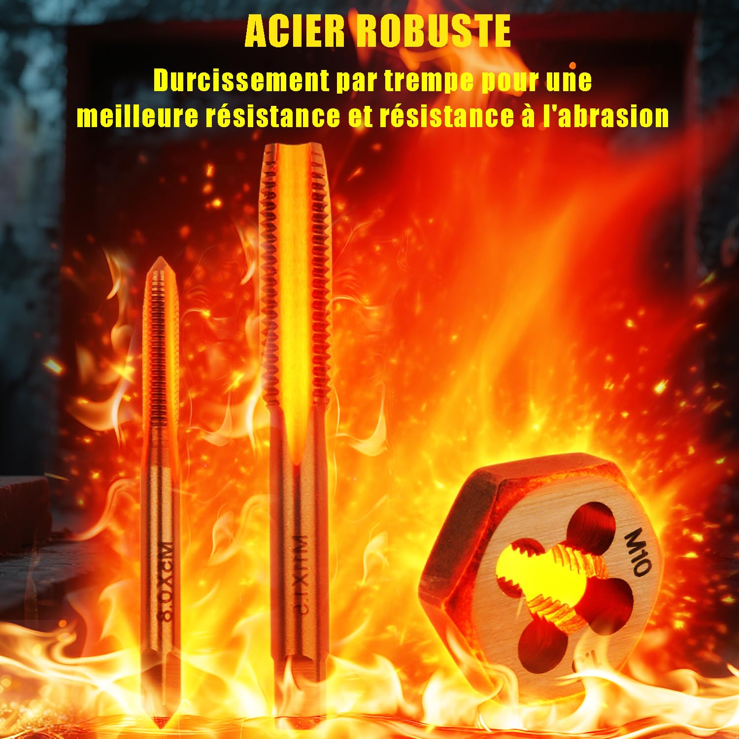 41 pièces Kit de Tarauds et Filières M3-M12 | Métrique Coffret Outils Taraudage et Filetage en acier