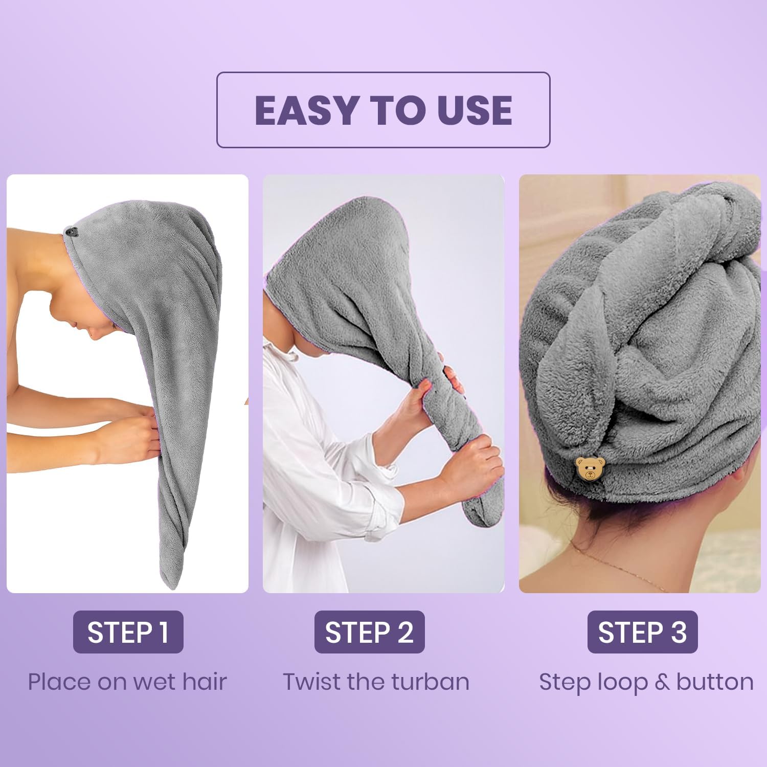 DND LIVING Microfiber Hair Towel Wrap for Women Super Absorbent Head Towel Wrap for Ladies Hair Turban Quick Drying Microfiber Towel for Hair Salon Quality Hair Dry Cap (Multicolor) (1) 1