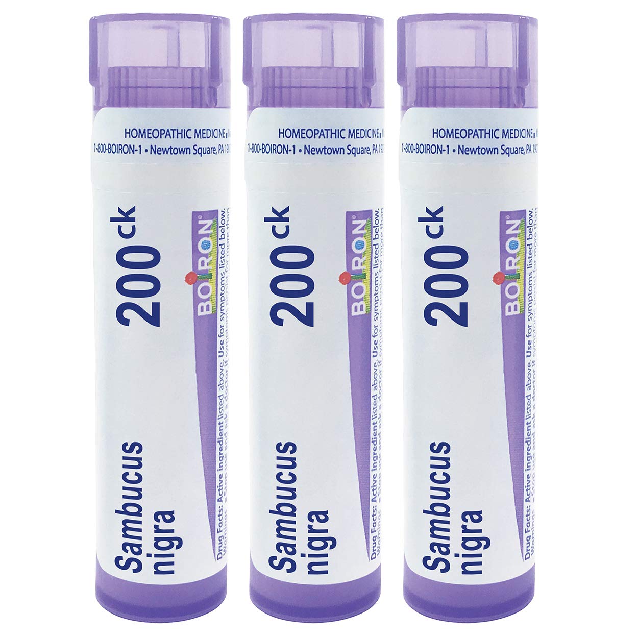 Sambucus Nigra 200Ck Homeopathic Elderberry for Hoarseness with Painful Cough and Nasal Congestion - Pack of 3 (240 Pellets)