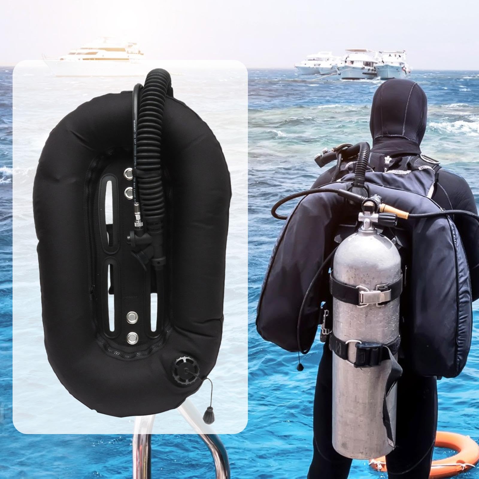 RNXRZANK Scuba Diving Donut Wing Single Tank Nylon Accessory BCD Buoyancy Compensator for
