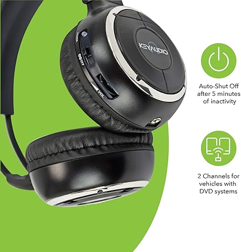 Miniatura 6 de RP Accessories IR-2008B Auriculares inalámbricos infrarrojos, 2 canales plegables universales con sistema de entretenimiento trasero IR para TV de