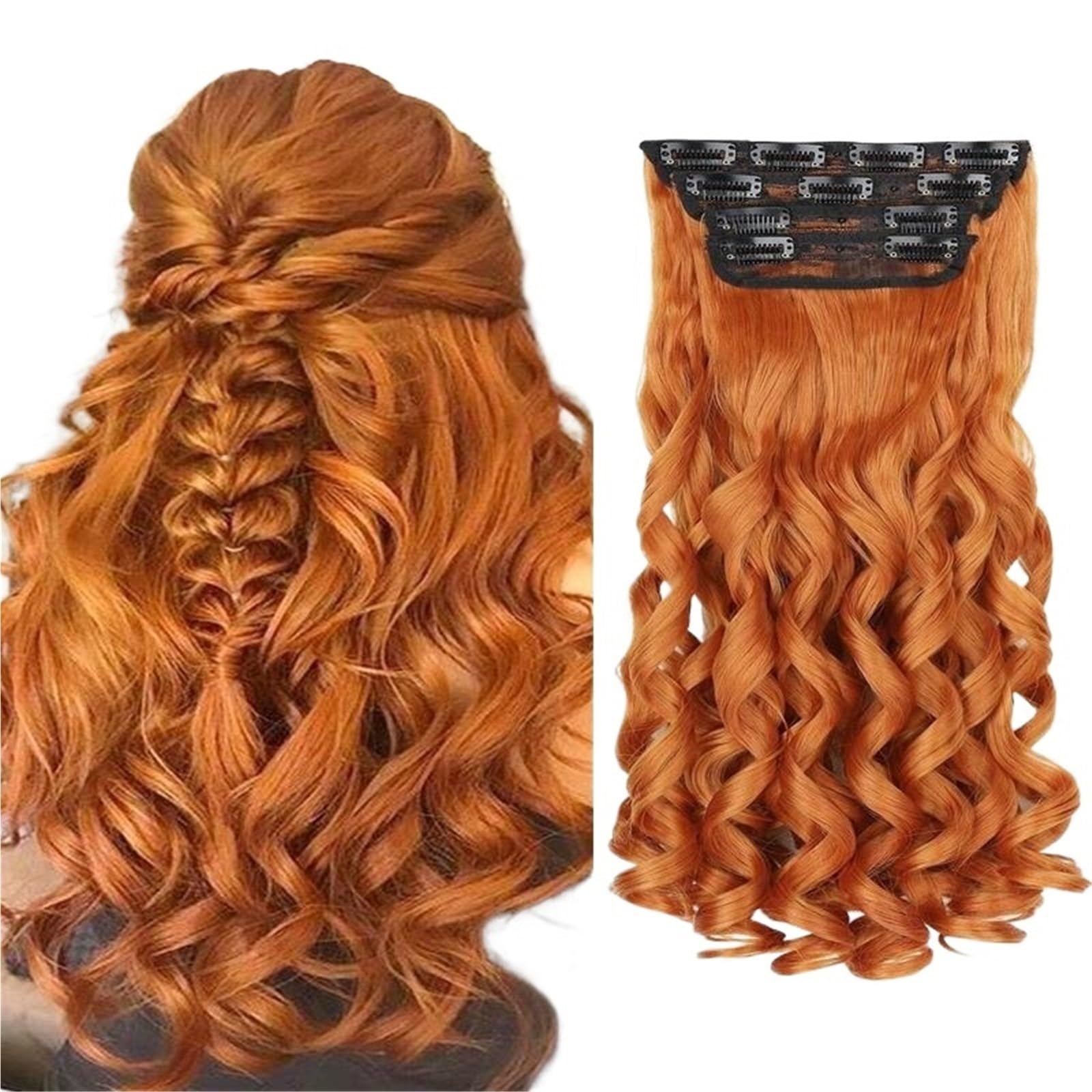 Libangrong-888 Women's Orange Wigs Natural Long Curly Hair Extensions, Wigs, ' Daily Hairstyles Natural Wig(Orange)