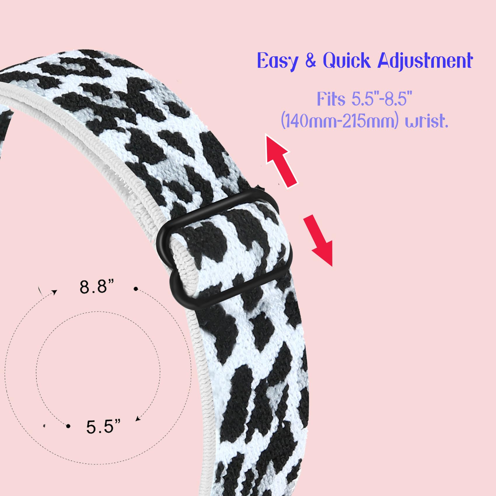 HUYIIO 2 Pack Adjustable Straps Compatible with Xiaomi Mi Band 7/6/5, Soft Breathable Nylon Sport Band For Women & Men - Image 2