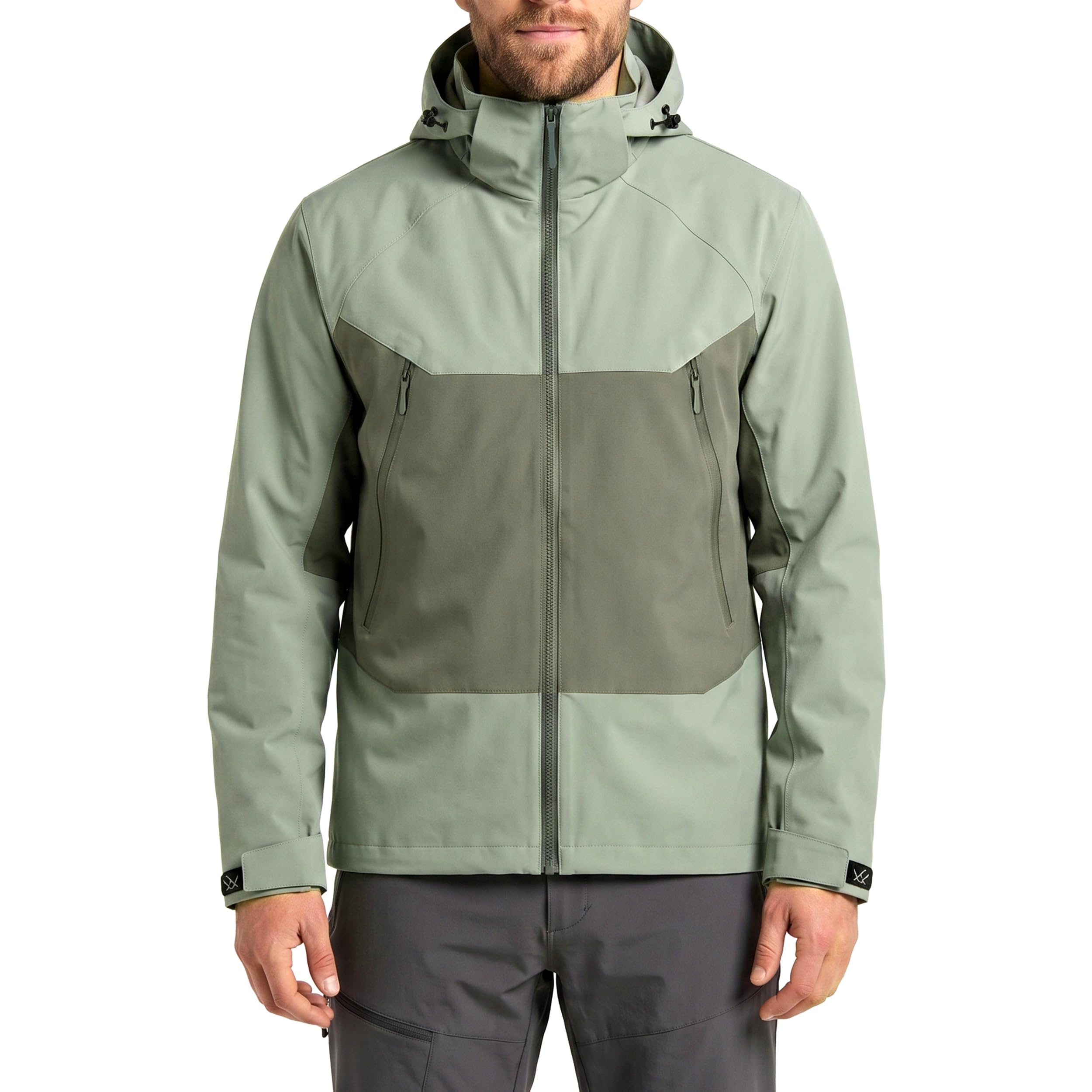 SUKUTU Chaqueta impermeable da uomo Abrigo al aire libre impermeable ligero excursión chaqueta color bloqueado capuchón cappello