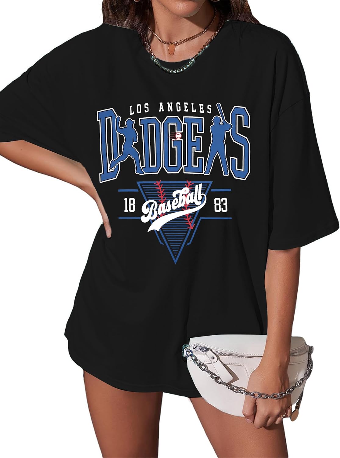 Baseball Shirt Women Oversized Baseball Game Day Shirts Fan T-Shirt Short Sleeve Tee Top - Image 5