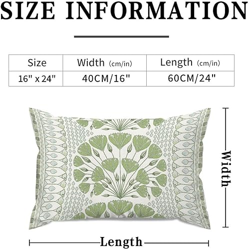 Miniatura 2 de ArogGeld Funda de cojín lumbar con diseño geométrico verde y blanco, diseño de hojas de lirio, ginkgo biloba, chinoiserie, elegante, asiática,
