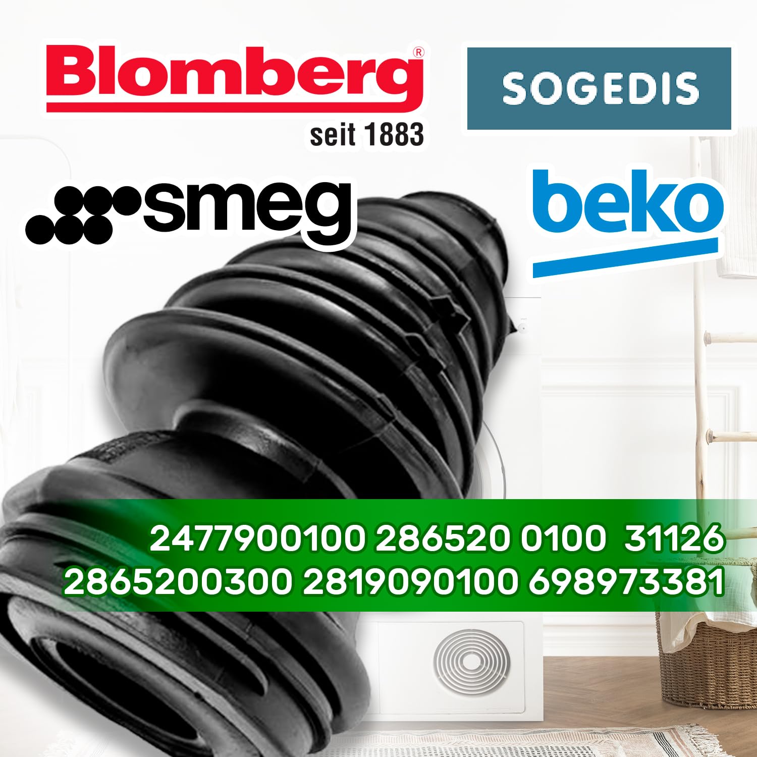 Tubo Di Scarico Originale Per Lavatrice Lamona Beko - Codice Ricambio 2865200100, Compatibile Con Vari Modelli