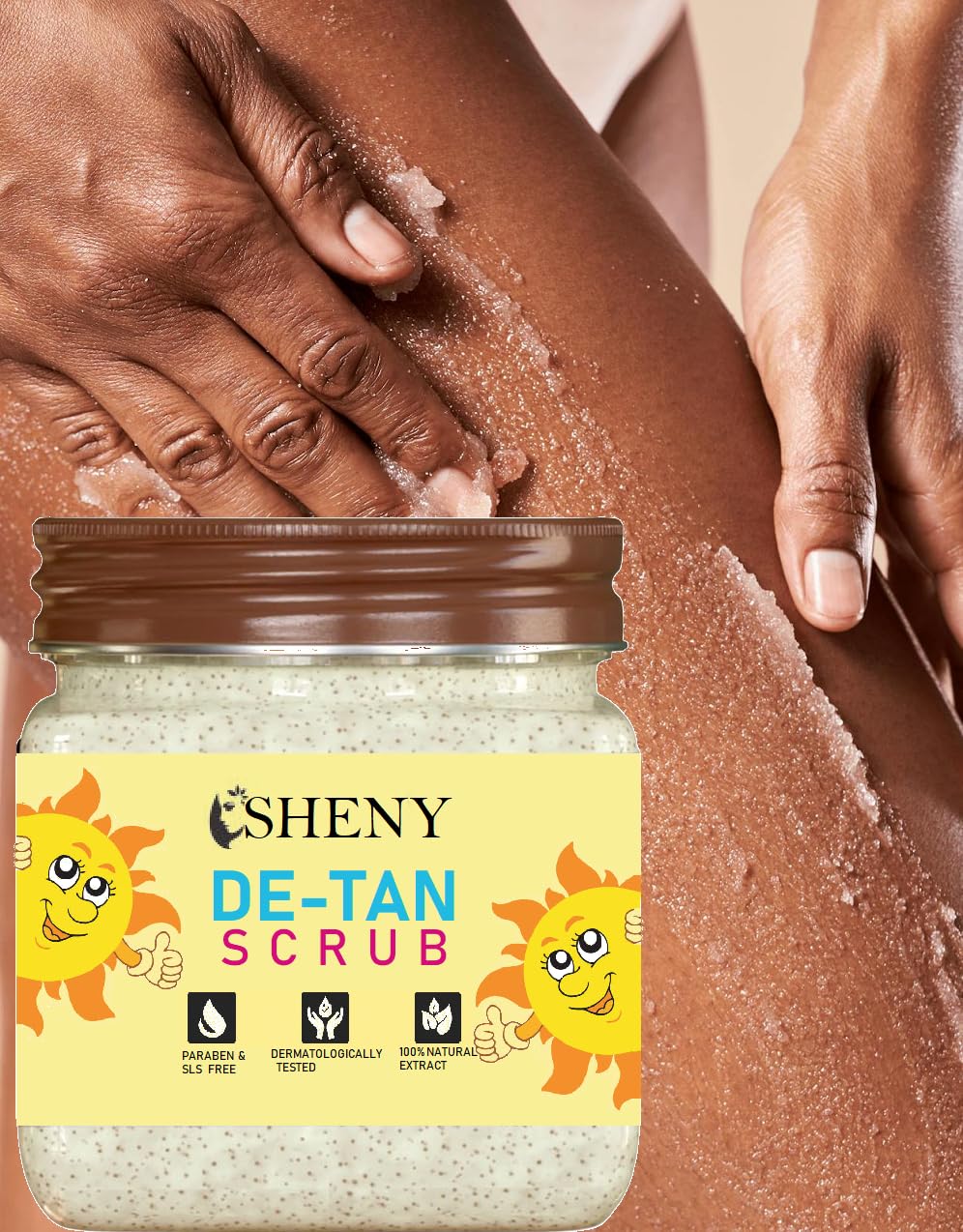 SHENY De-Tan Scrub, Paraben & SLS Free, Exfoliating Face and Body Scrub Developed to Help Fade Visible Sun Tan While Smoothing and Refreshing Your Complexion atural Extract-image-15