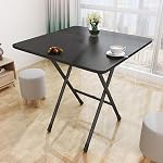 Foldable Table,Foldable Dinner Table Square Solid MDF 4 Persons Home Office Study Computer Desk Innovative and Compact Folding Table Space Saving Folding Table for Dining Room Black