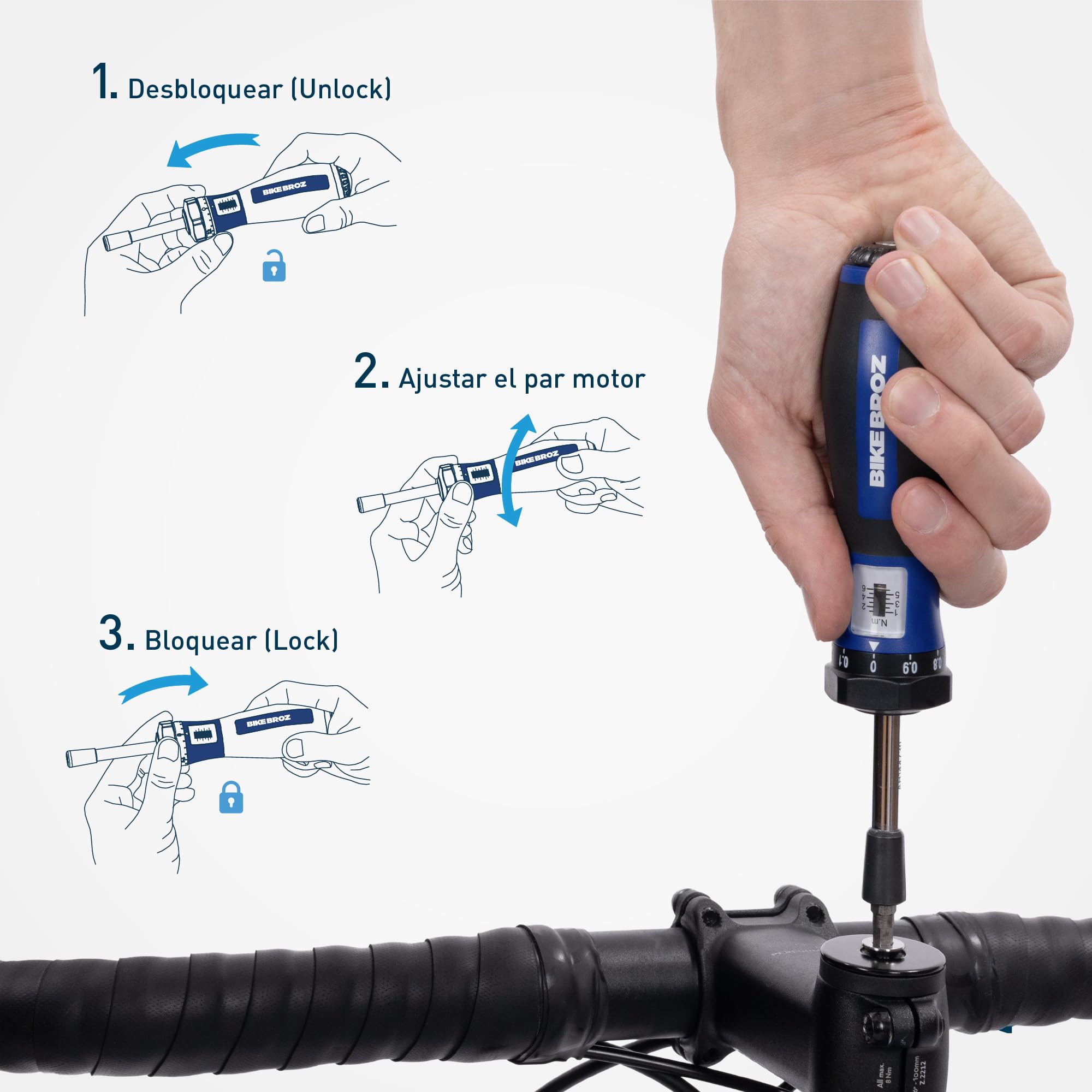 81664 - Llave dinamométrica para reparación de bicicletas (1/4 pulgadas, destornillador de par de torsión con soporte para puntas y traje derecho, 1-6 Nm, Spencer Screwtorque) | 70001