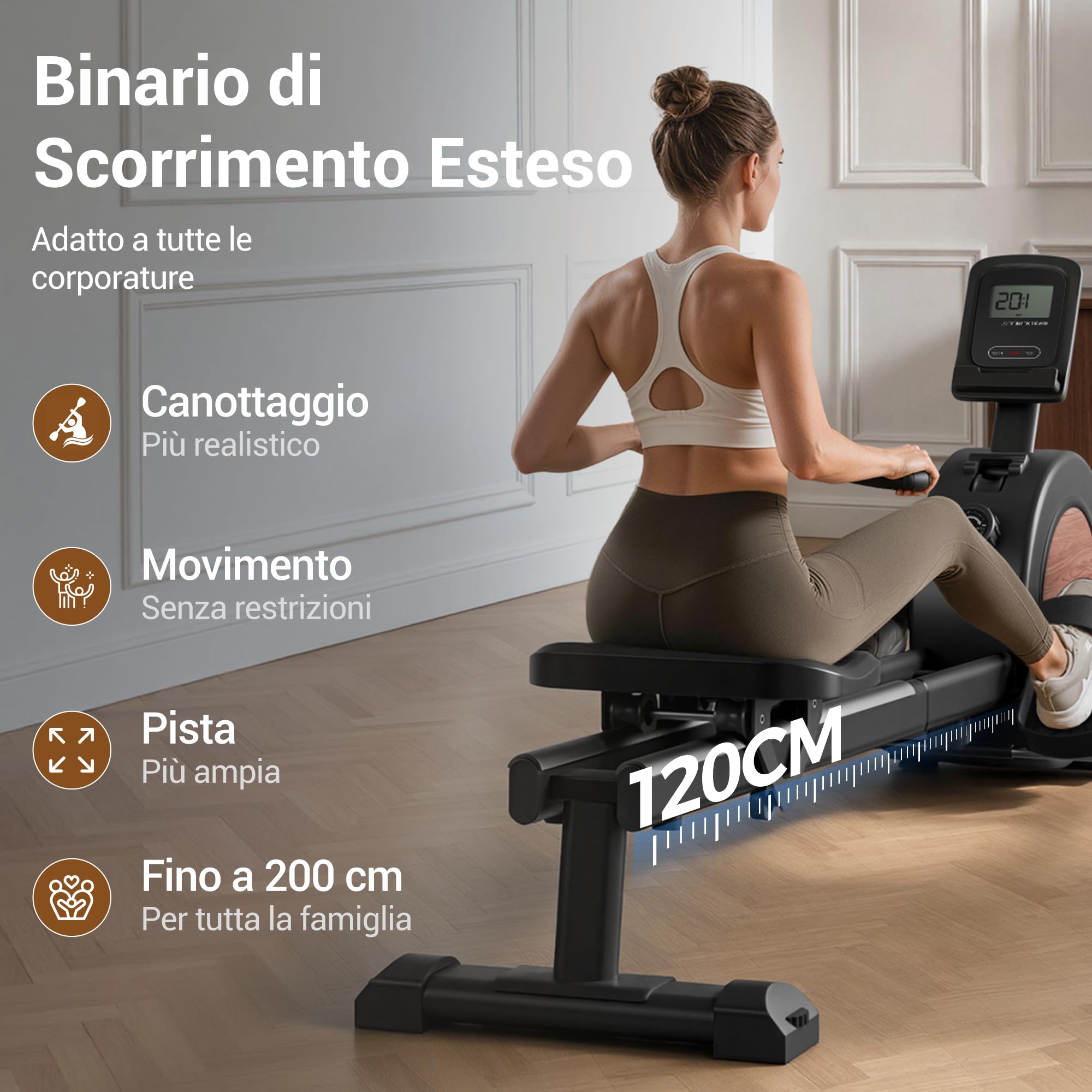 UMAY Vogatore per Casa, Vogatore con App, 16 Livelli di Resistenza